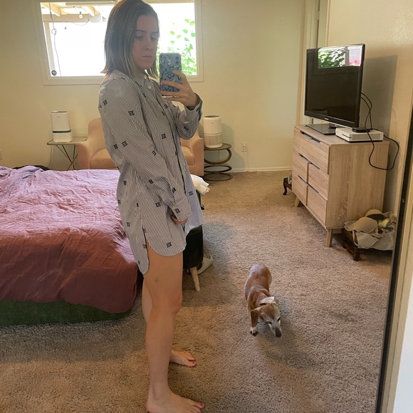 Navy and white stripe Escada Sport blouse - Picture 3 of 4